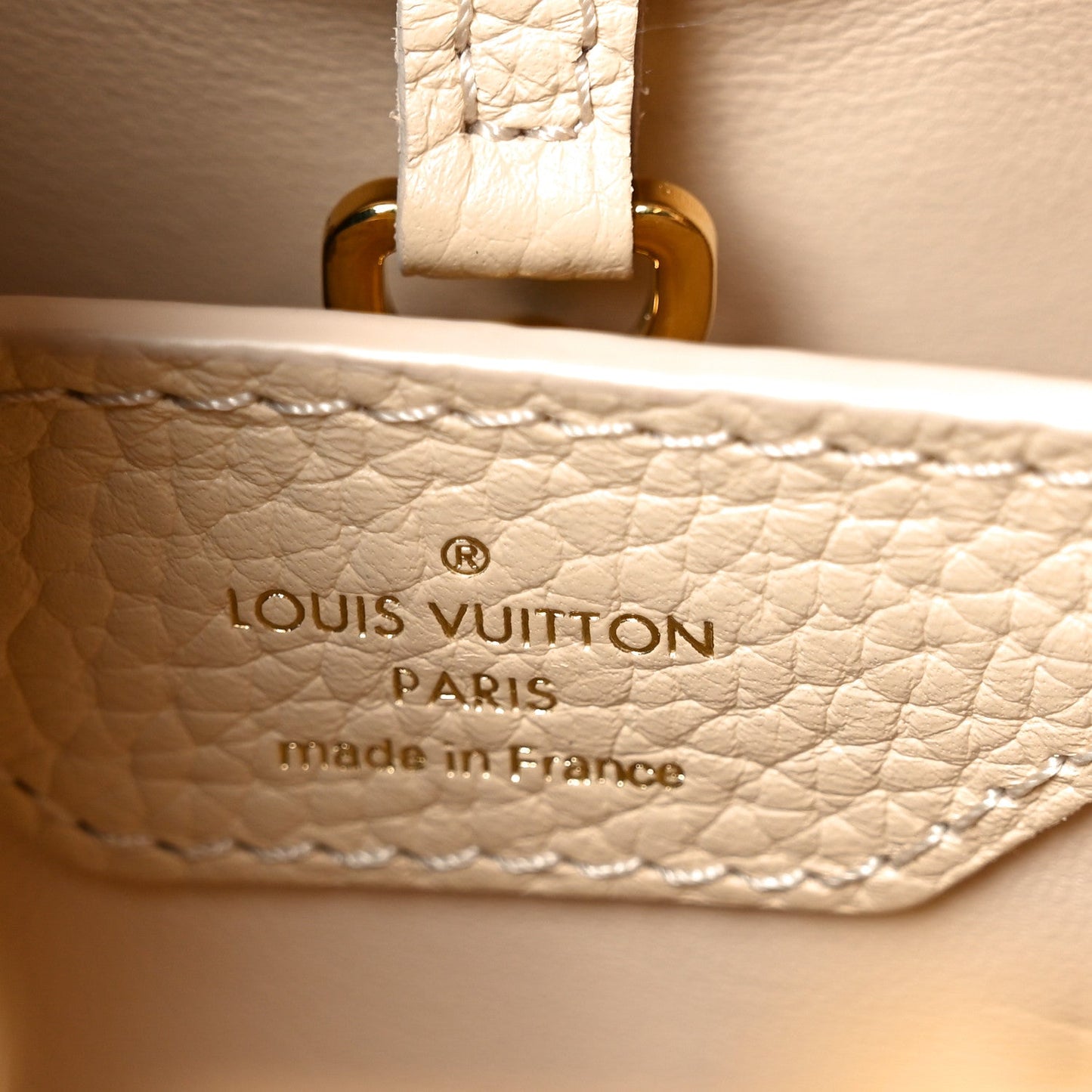 Tweed Taurillon Capucines BB Beige