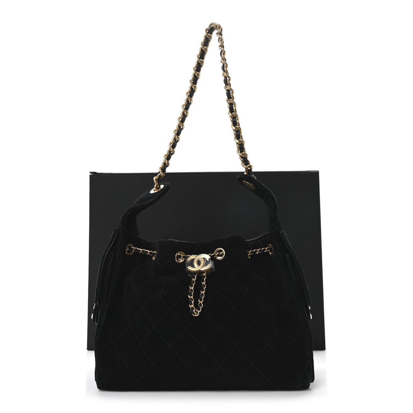 Suede Quilted Small Chanel 25 Handbag Black