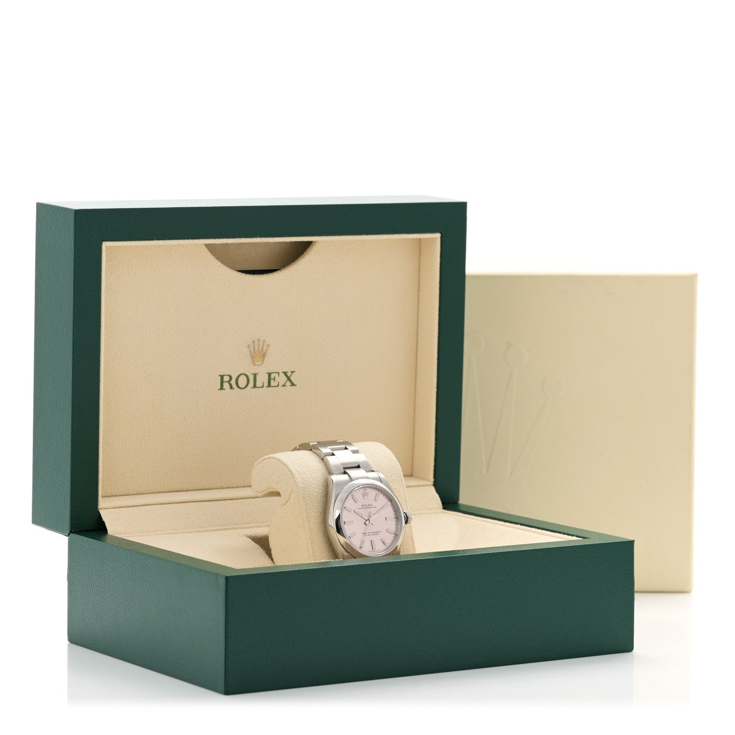 Stainless Steel 34mm Oyster Perpetual Watch Pink 124200