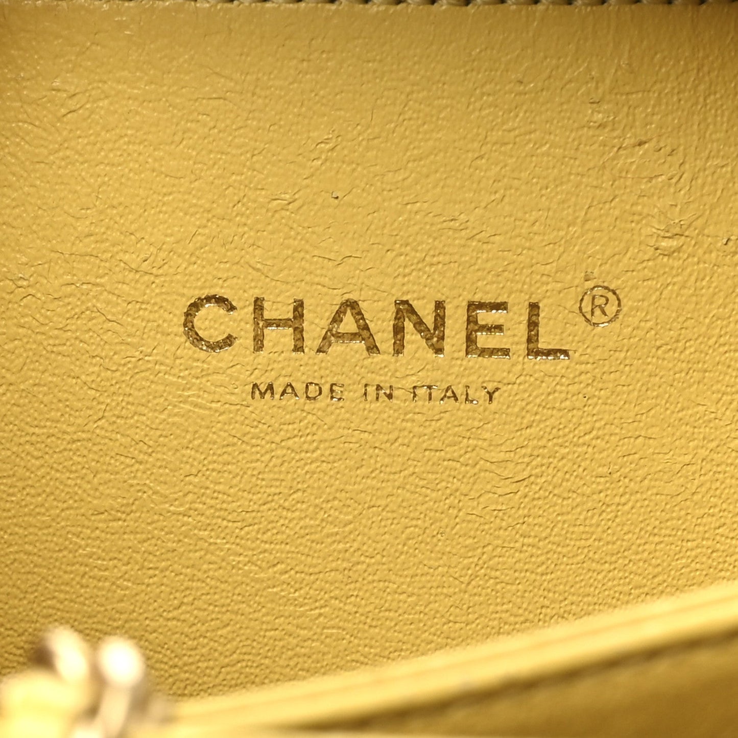 Caviar Quilted Small CC Filigree Vanity Case Yellow