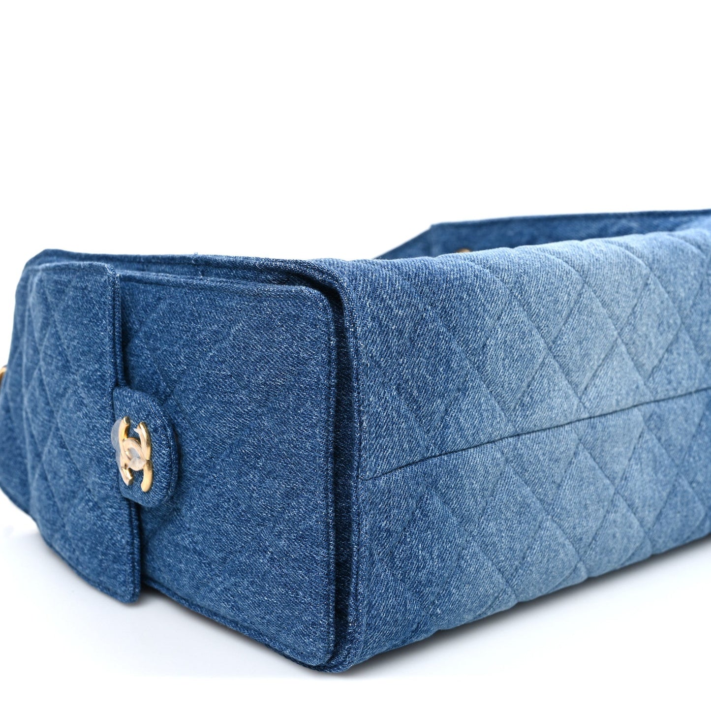 Washed Denim Quilted Small Chanel 25 Handbag Blue