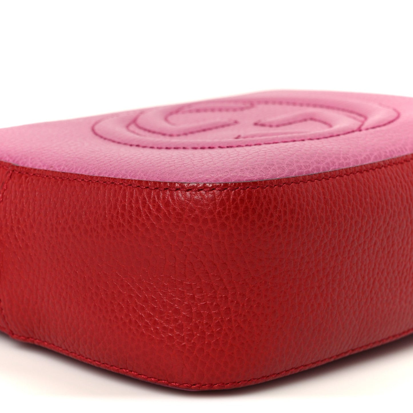 Dollar Calfskin Bi-Color Small Soho Disco Bag New Rosette Hibiscus Red
