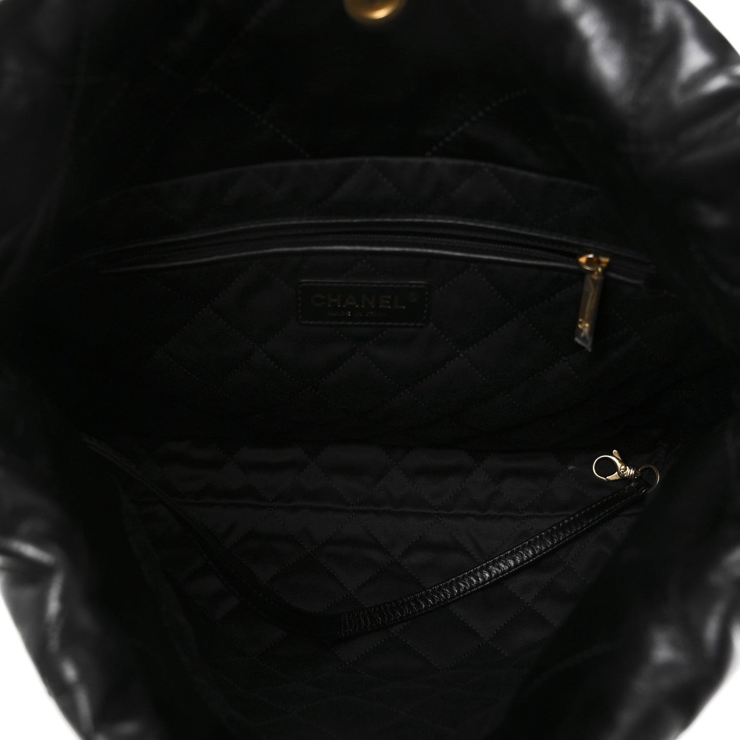 Shiny Calfskin Quilted Small Chanel 22 Black