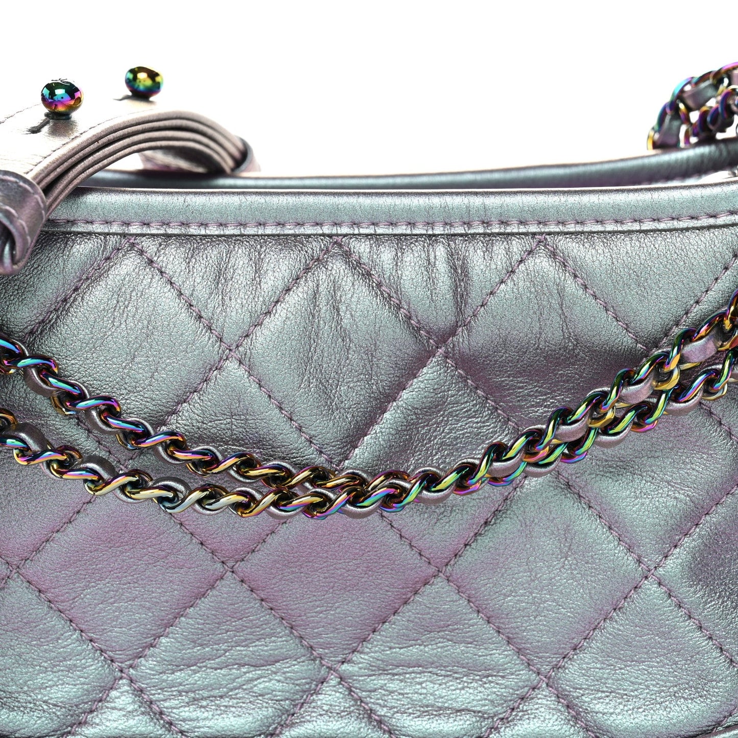 Iridescent Lambskin Calfskin Quilted Small Gabrielle Hobo Light Purple