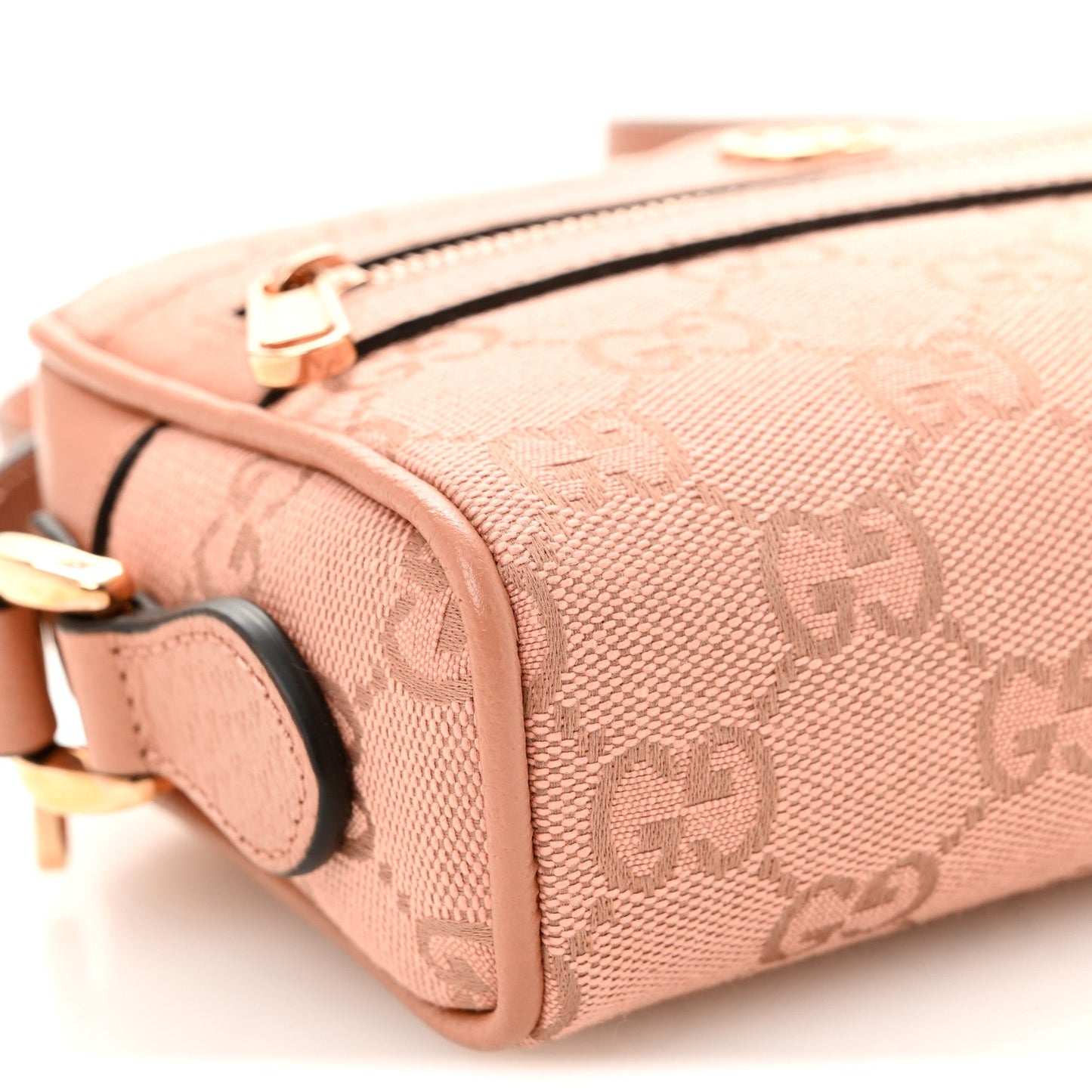 Monogram Textured Dollar Calfskin Mini Ophidia Shoulder Bag Cloche Rose Pink