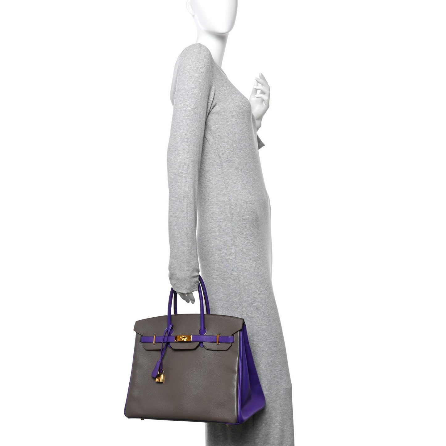 Epsom Bi-Color Horseshoe Birkin 35 Etain Crocus
