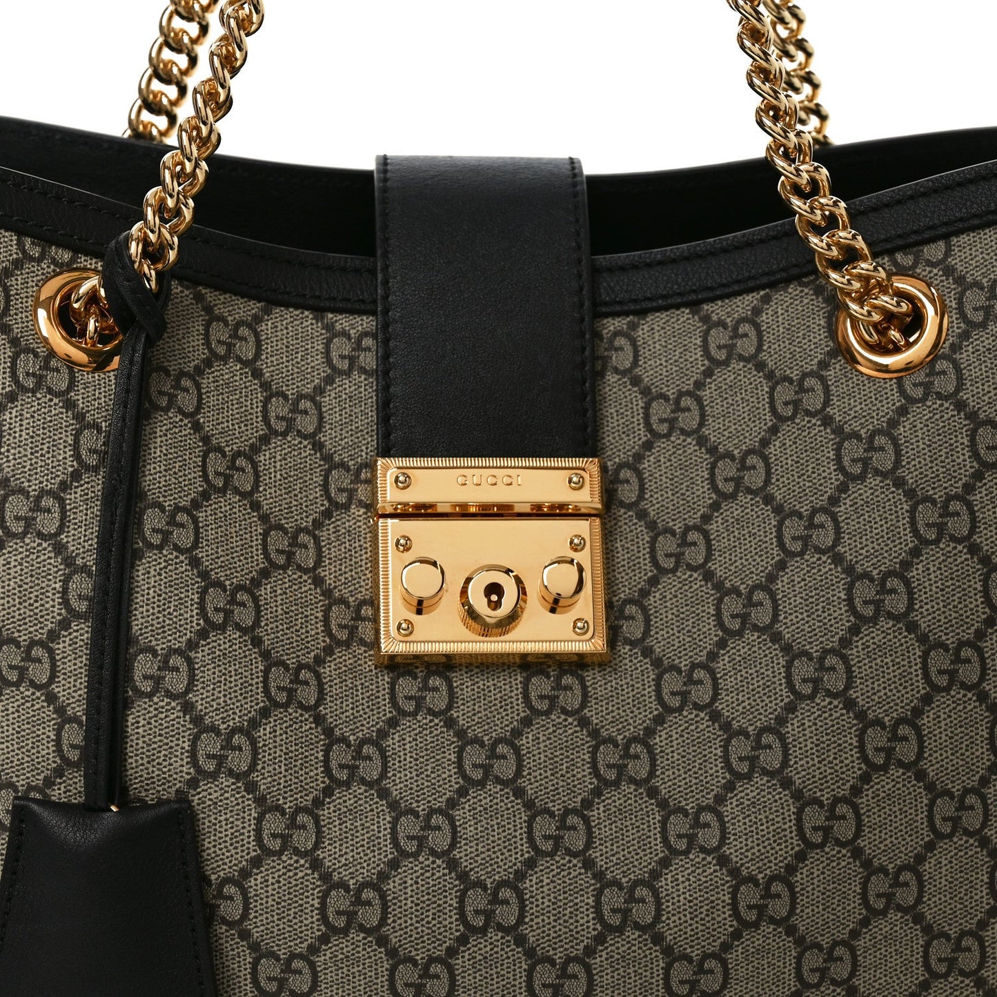 GG Supreme Monogram Medium Padlock Tote Black