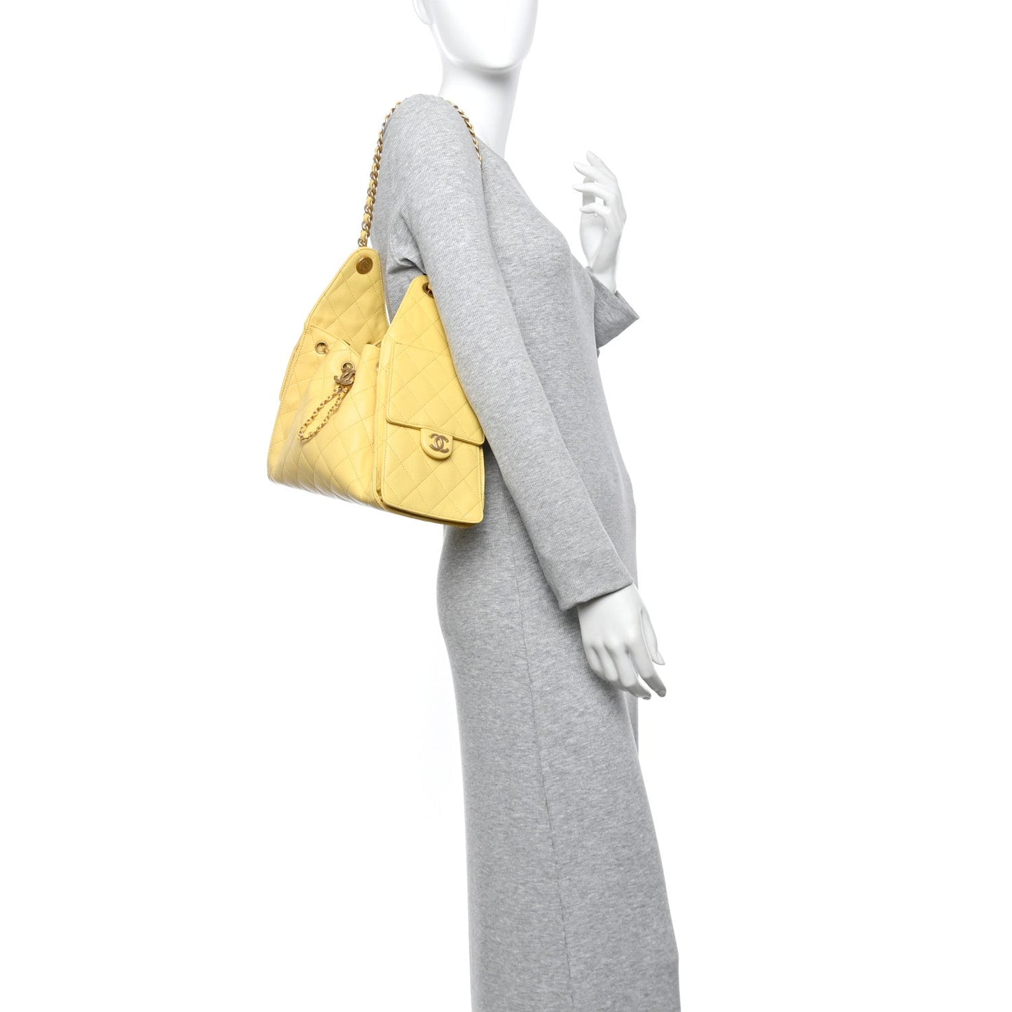 Caviar Quilted Small Chanel 25 Handbag Light Yellow