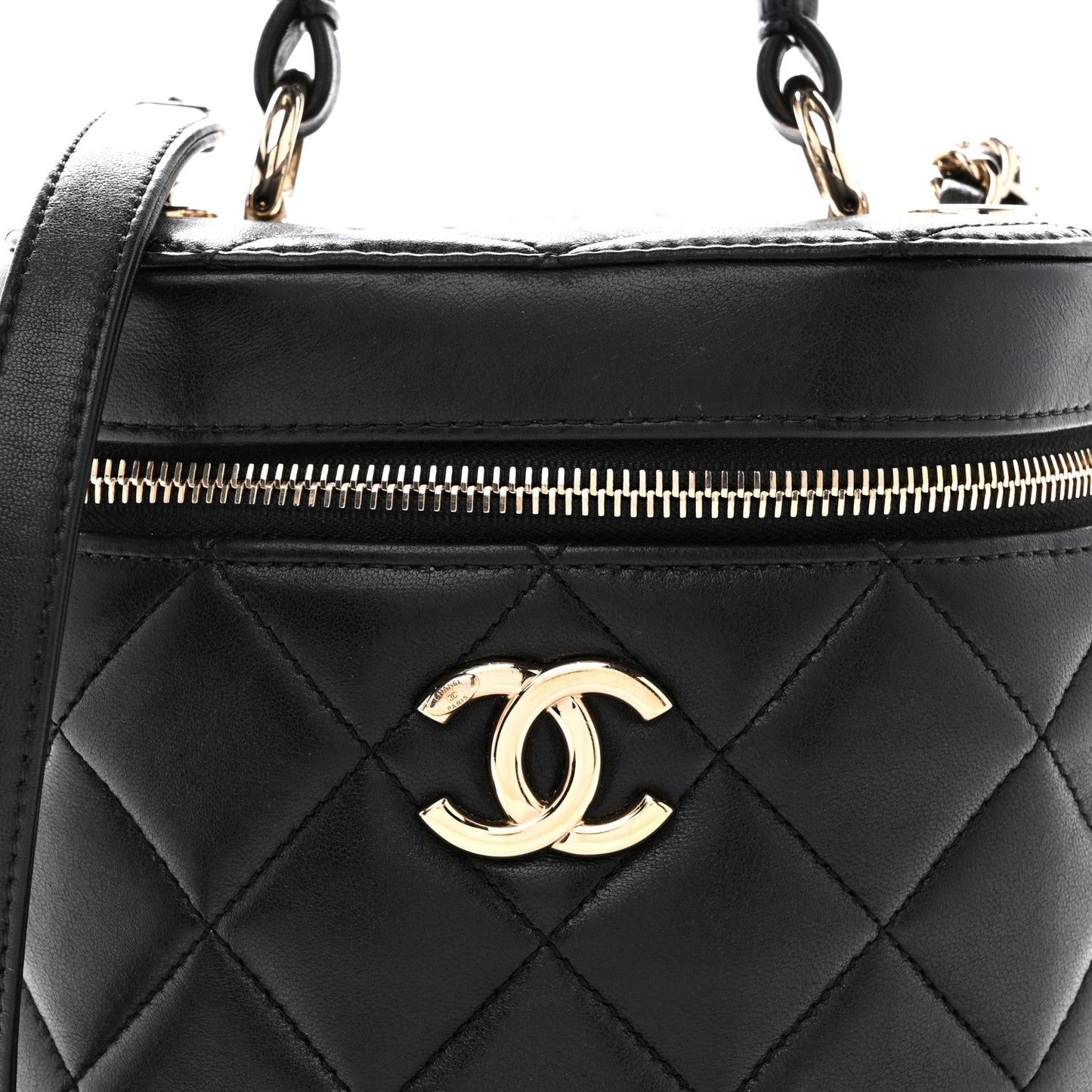 Lambskin Quilted Trendy Vanity Case Black
