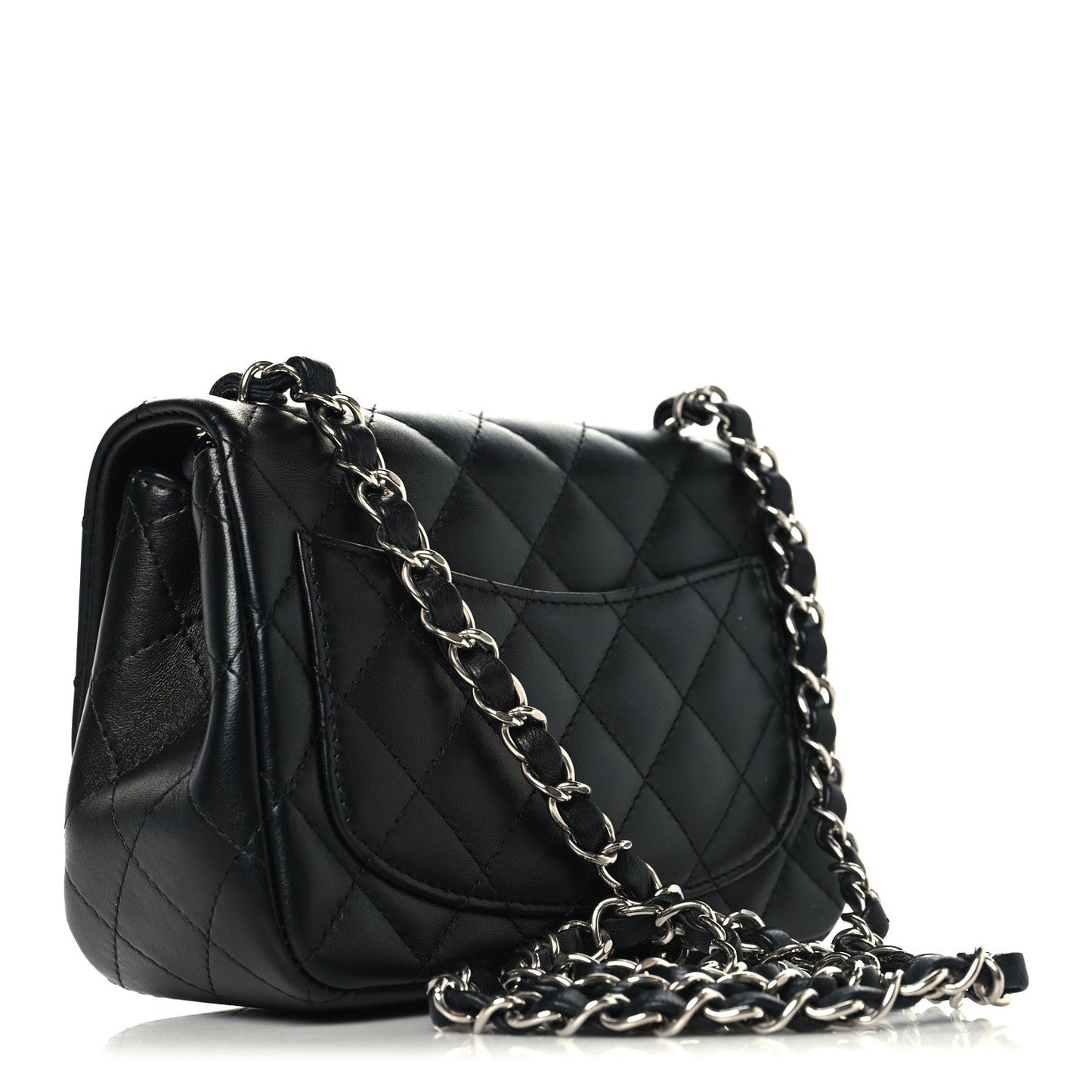 Lambskin Quilted Mini Square Flap Black
