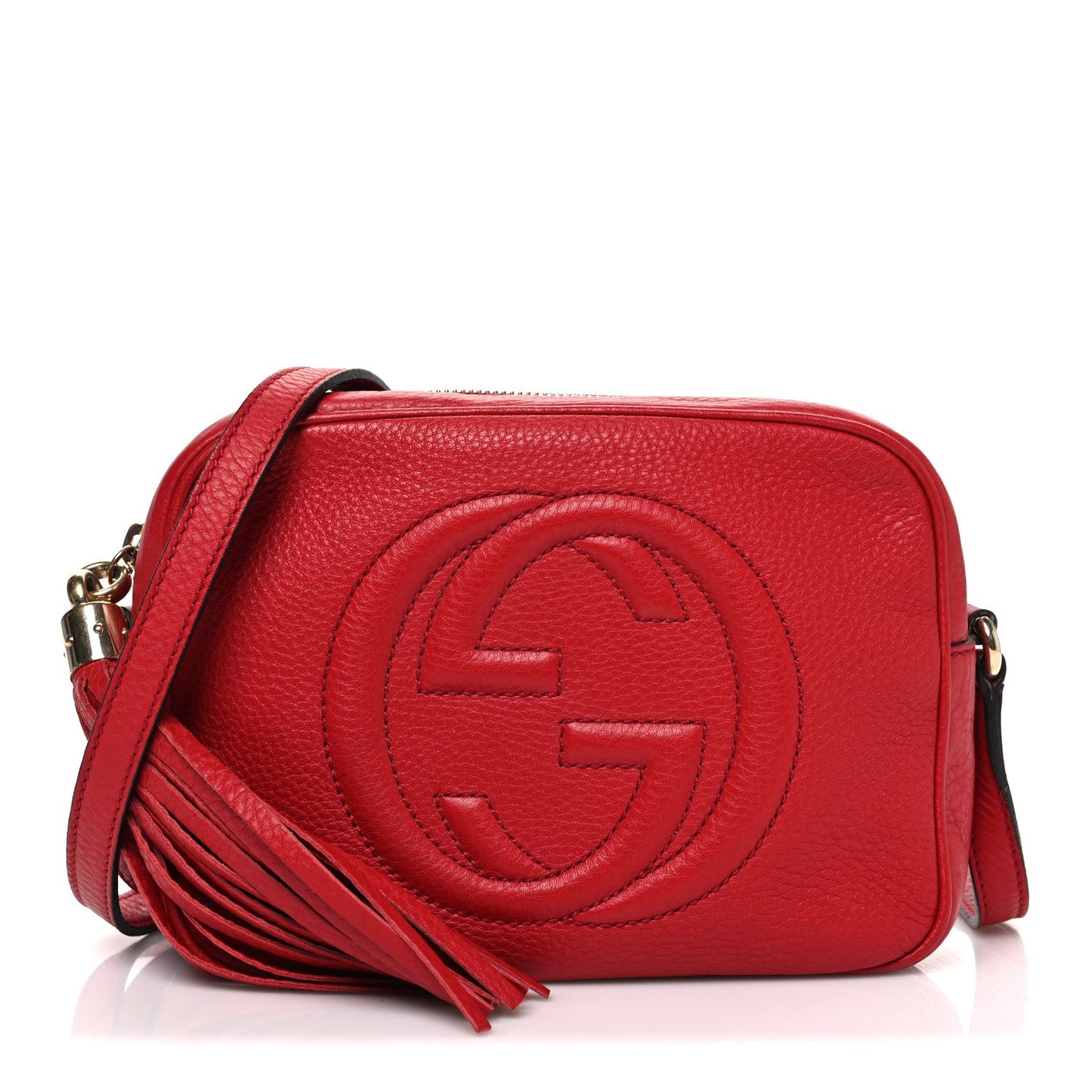 Pebbled Calfskin Small Soho Disco Bag Vibrant Red