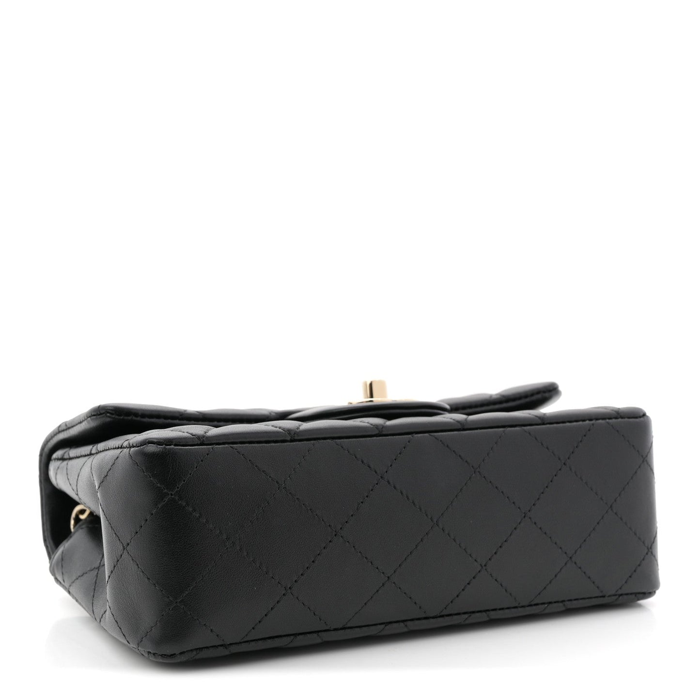 Lambskin Quilted Mini Rectangular Flap Black
