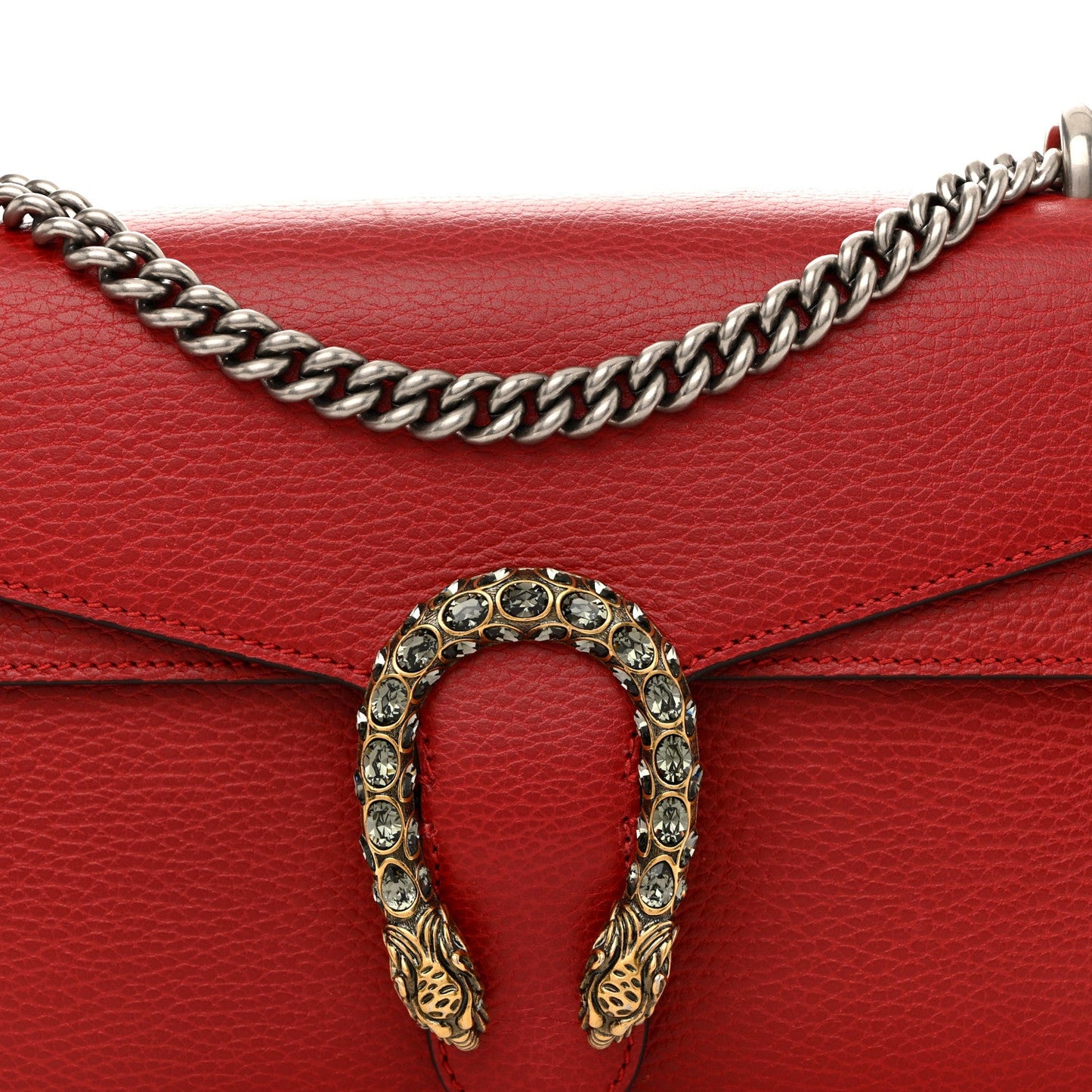 Dollar Calfskin Swarovski Crystal Small Dionysus Shoulder Bag Hibiscus Red