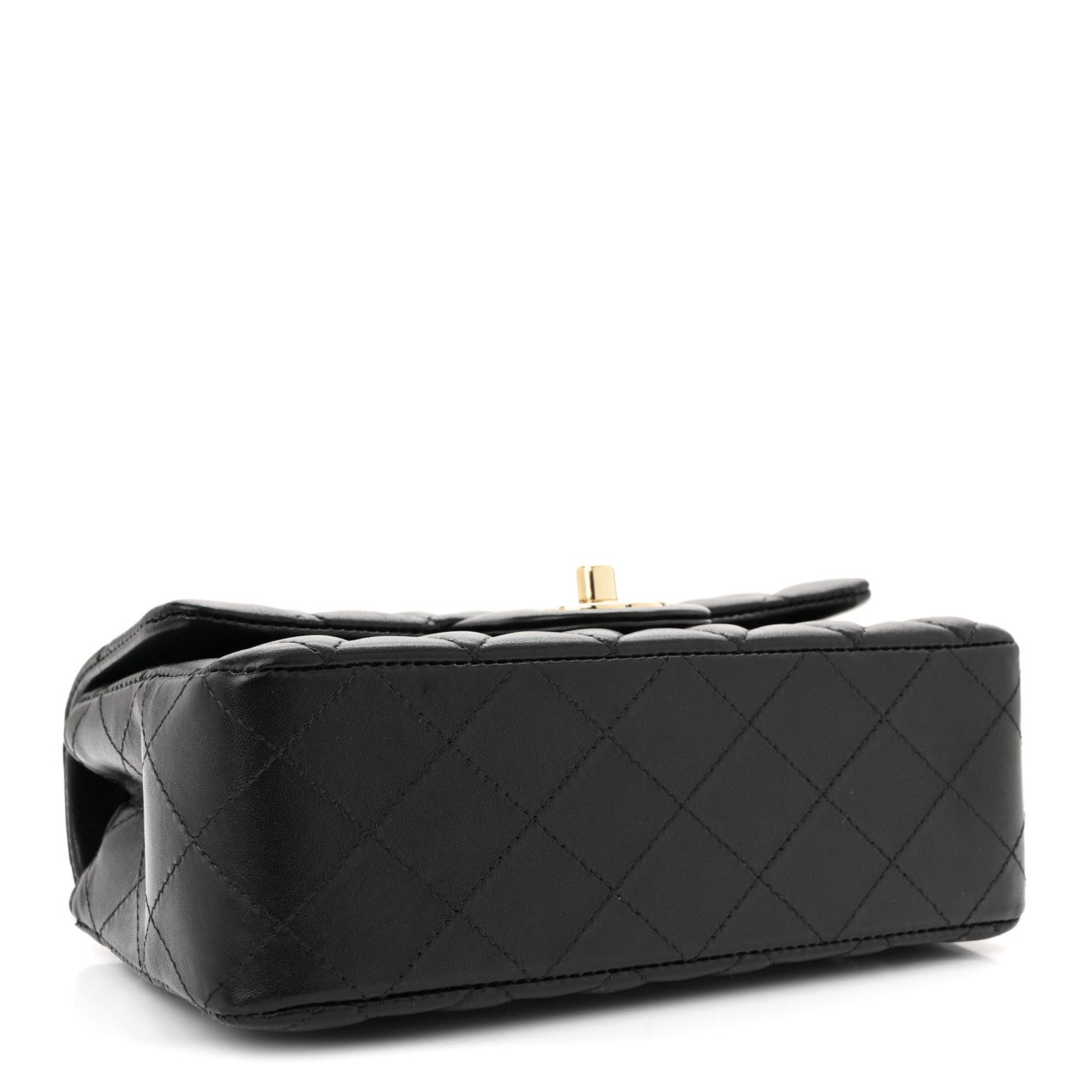 Lambskin Quilted Mini Rectangular Flap Black