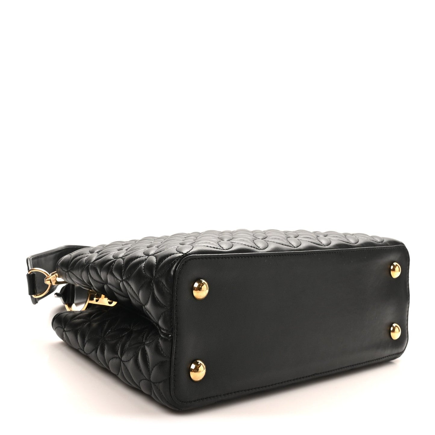 Lambskin Quilted Flower Capucines PM Black