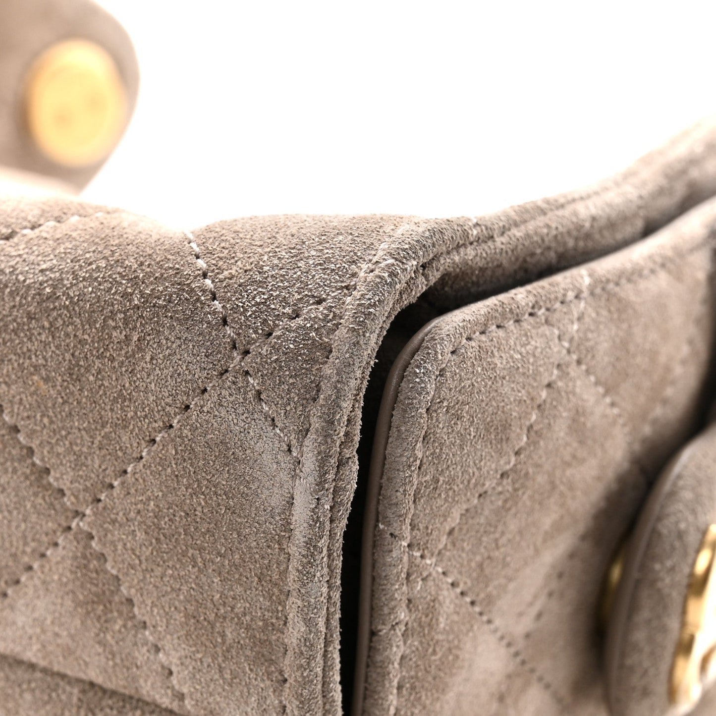 Suede Quilted Mini Chanel 25 Handbag Dark Grey