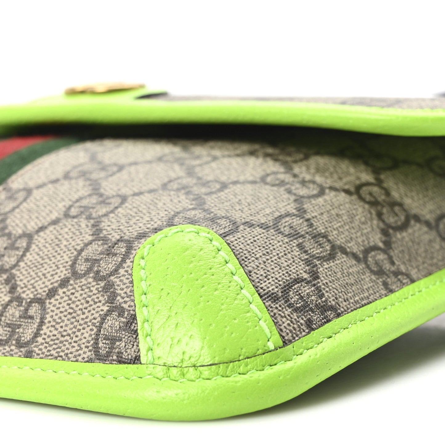 GG Supreme Monogram Web Small Ophidia Belt Bag Beige Ebony Electric Green