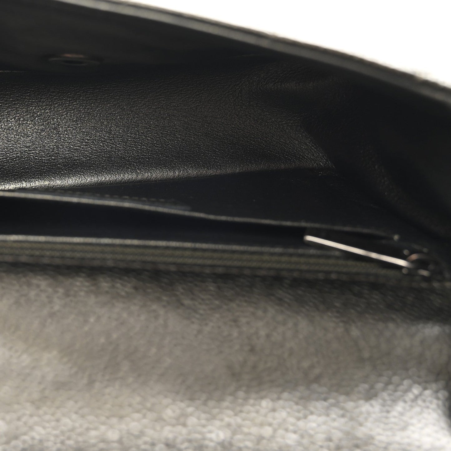 Metallic Caviar Quilted Mini Rectangular Flap Dark Grey