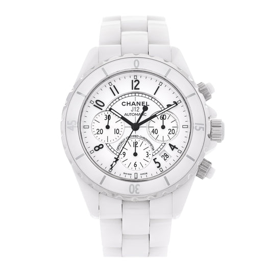 Stainless Steel Ceramic 41mm J12 Chronograph Automatic Watch White