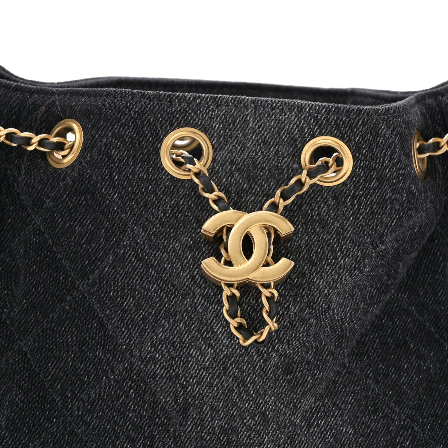 Washed Denim Quilted Mini Chanel 25 Handbag Black
