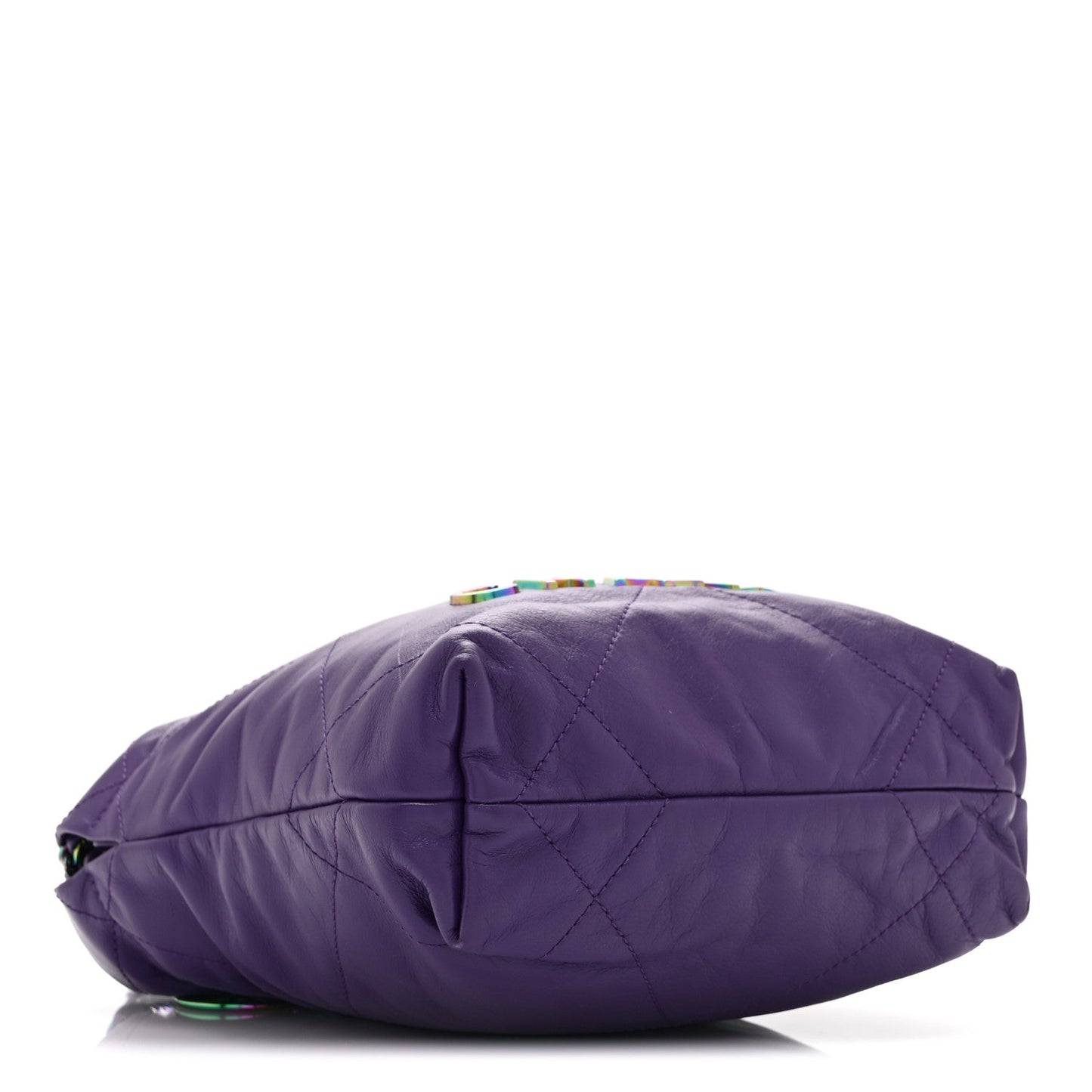Shiny Calfskin Quilted Rainbow Mini Chanel 22 Purple