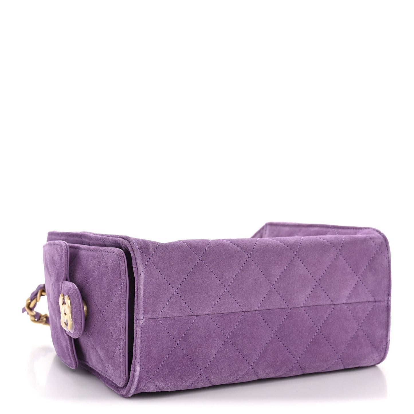Suede Quilted Mini Chanel 25 Handbag Purple