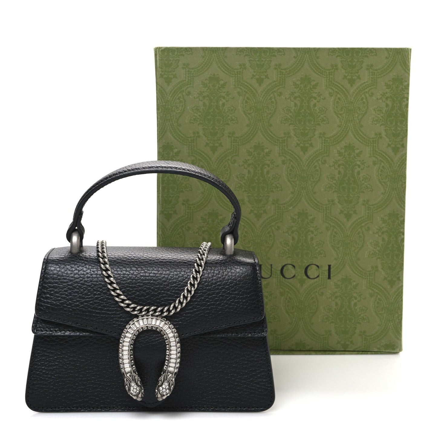 Dollar Calfskin Crystal Mini Dionysus Top Handle Bag Black Crystal