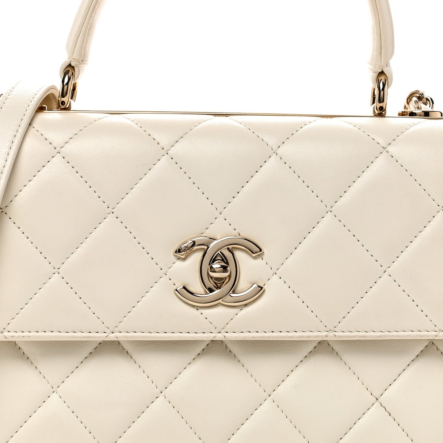 Lambskin Quilted Small Trendy CC Dual Handle Flap Bag White