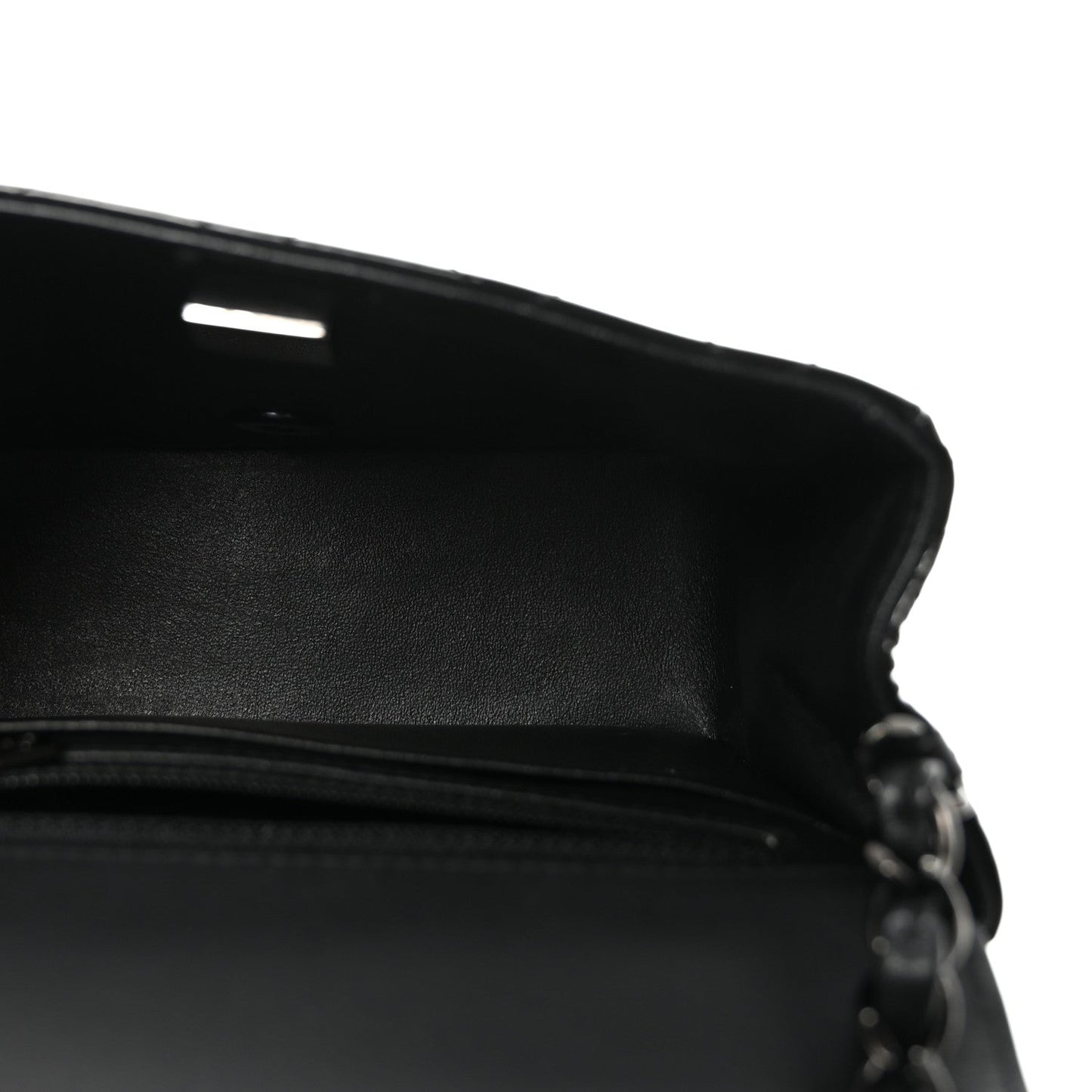 Patent Calfskin Quilted Mini Square Flap So Black