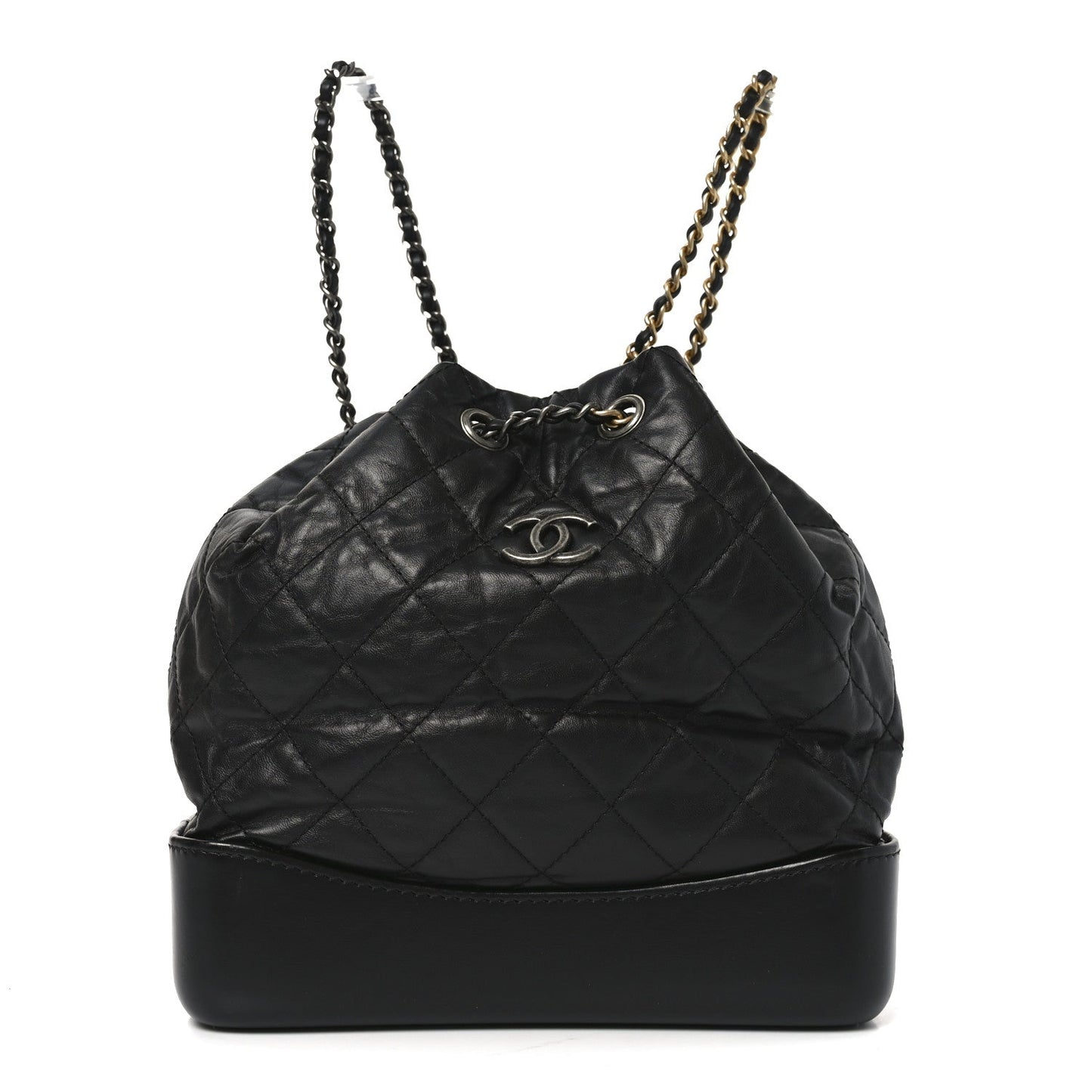 Aged Calfskin Quilted Small Gabrielle Backpack Black