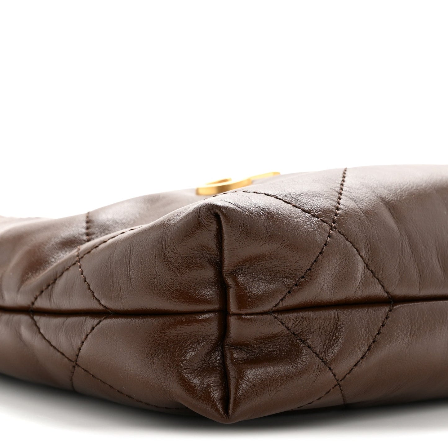 Shiny Calfskin Quilted Mini Chanel 22 Brown