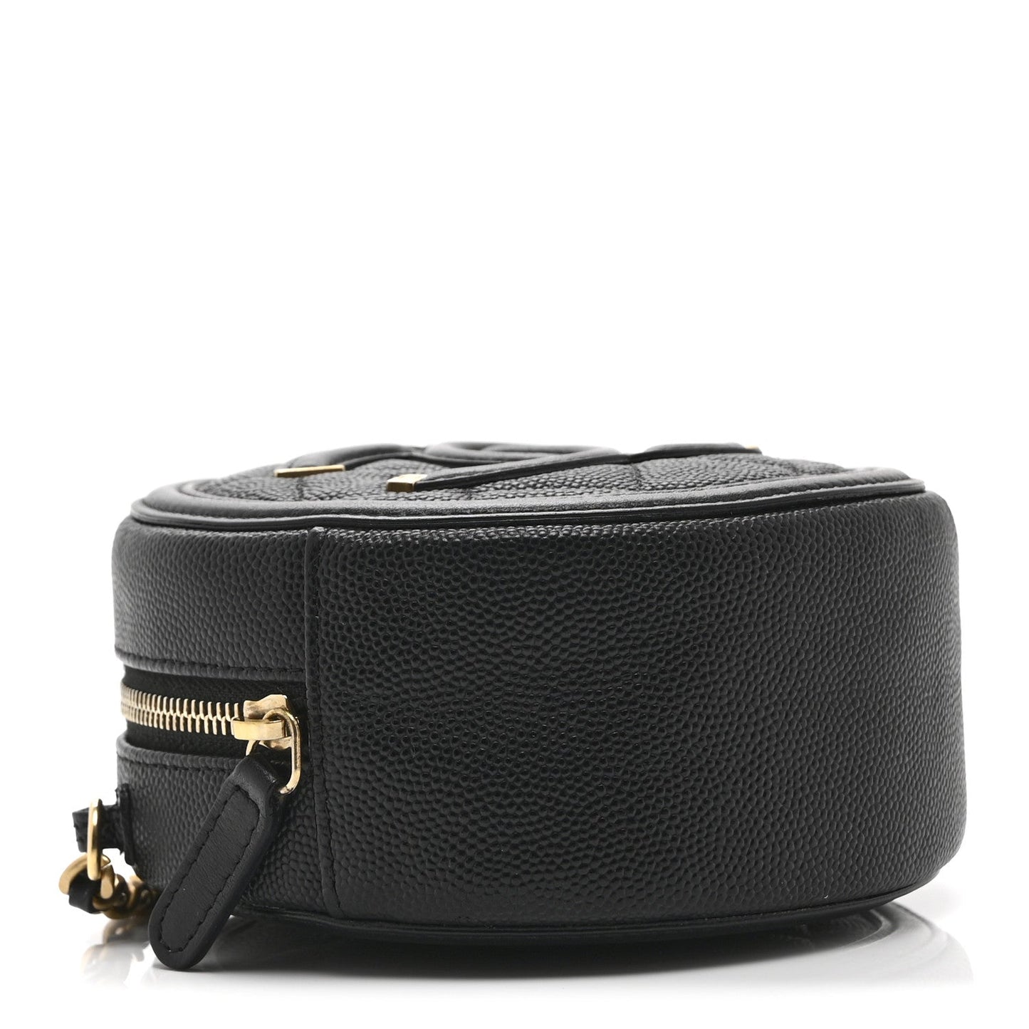 Caviar Quilted Round Filigree Crossbody Black