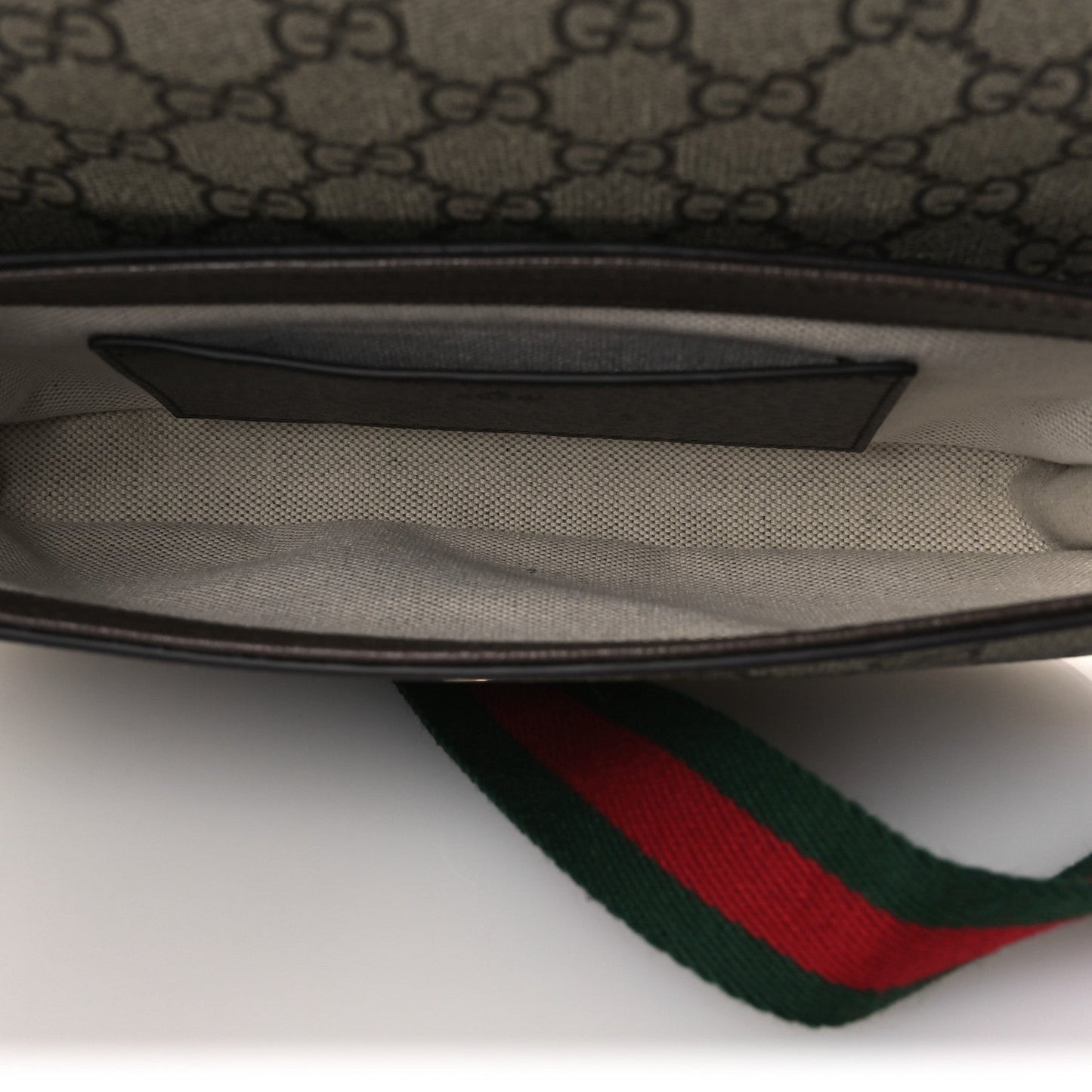 GG Supreme Monogram Textured Dollar Calfskin Web Mini Ophidia Envelope Shoulder Bag Beige Ebony New Acero