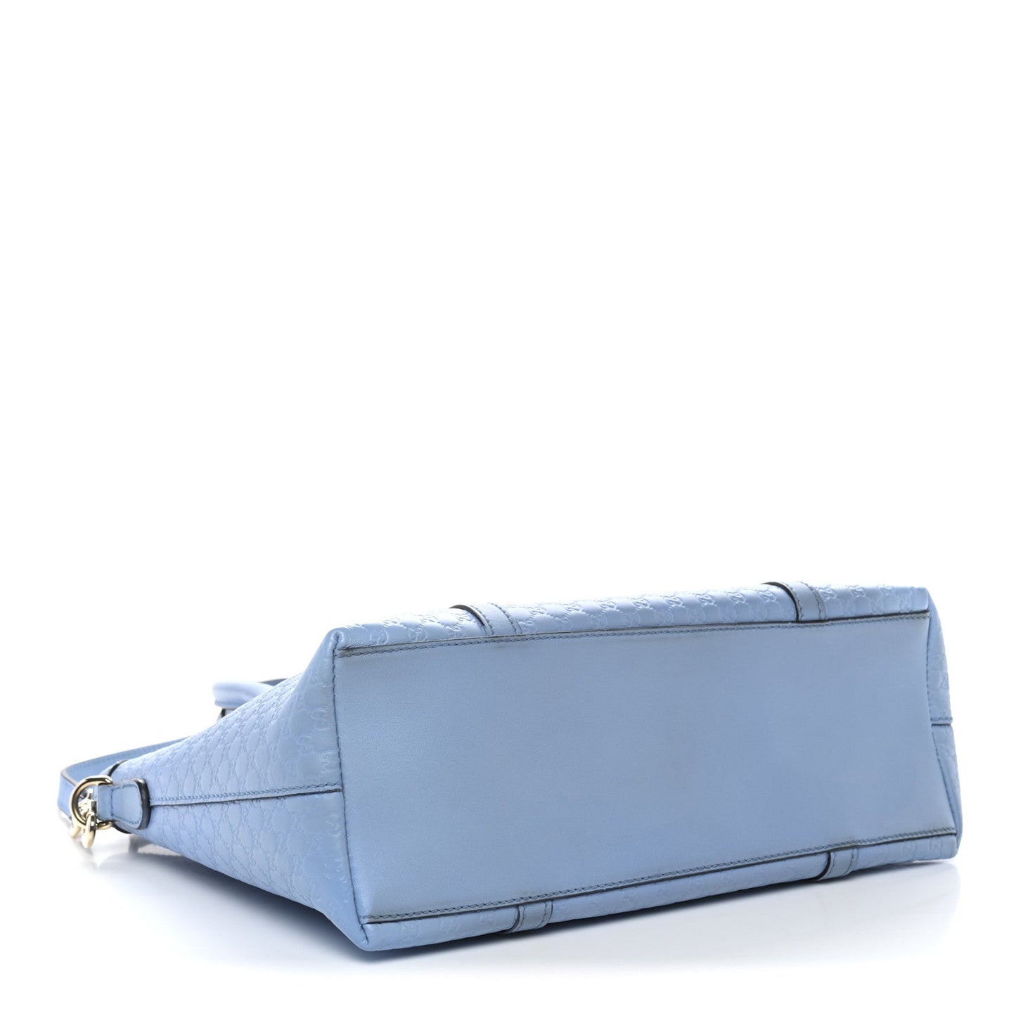 Soft Microguccissima Small Zippered Satchel Light Blue