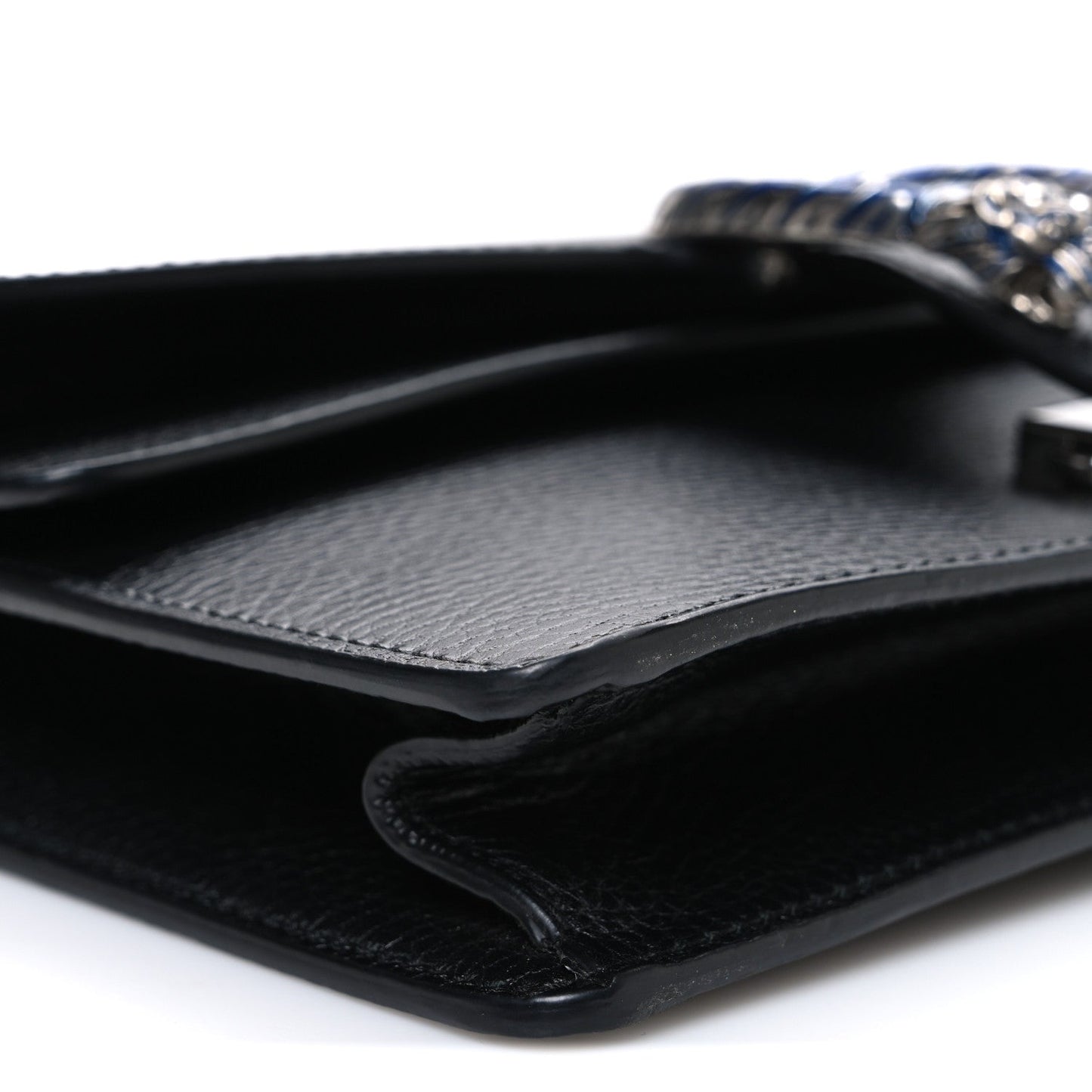Dollar Calfskin Enamel Small Dionysus Shoulder Bag Black Electric Blue