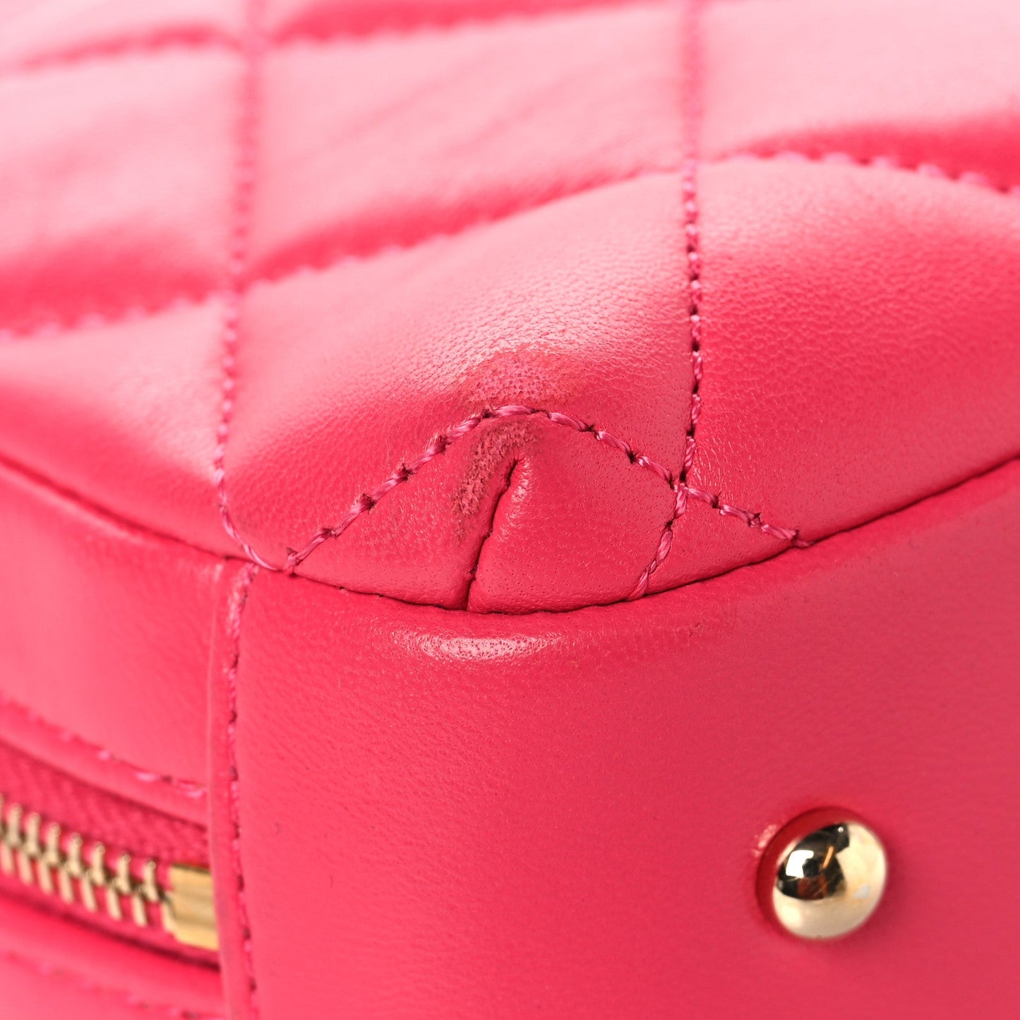 Lambskin Quilted Small Trendy CC Bowling Bag Pink