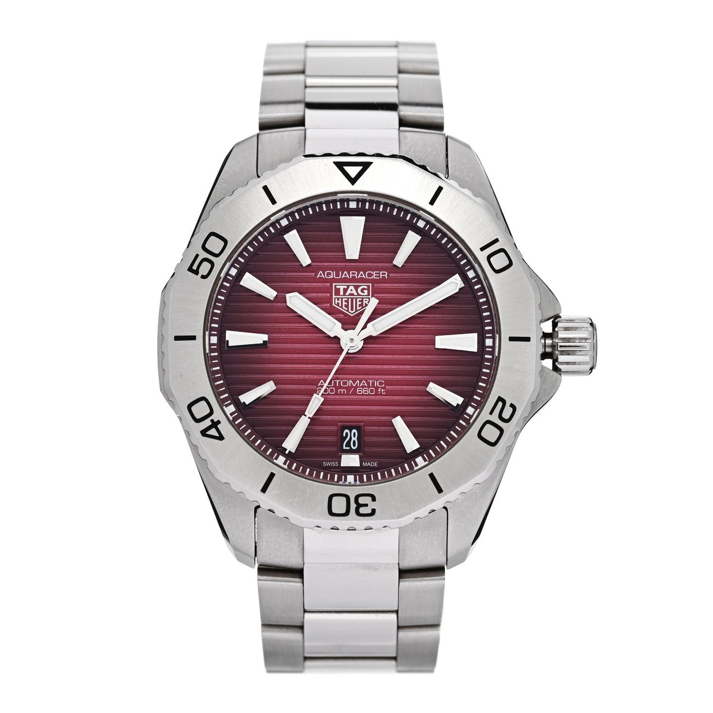 Stainless Steel 40mm Aquaracer Professional 200 Solargraph Automatic Watch Red WBP2114