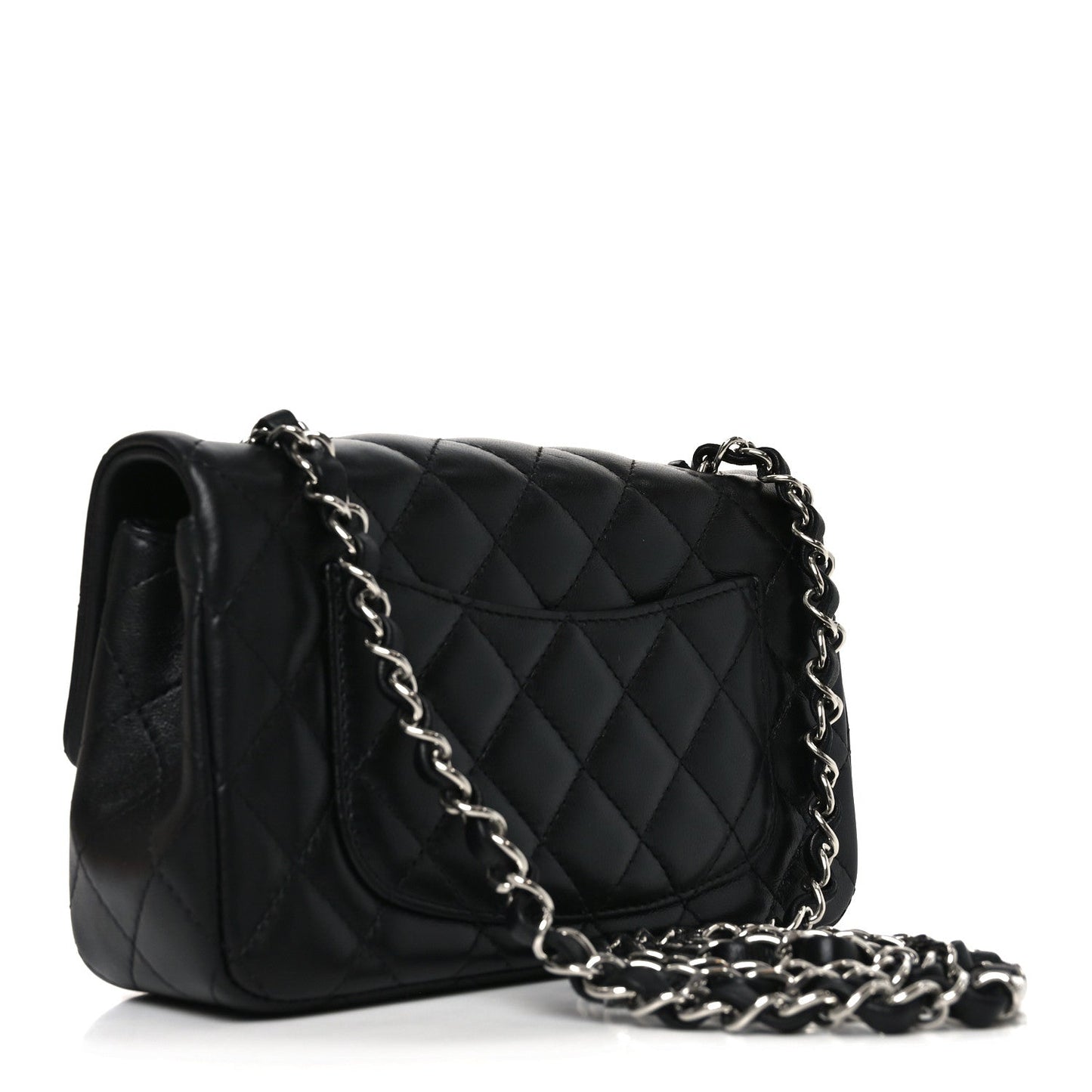 Lambskin Quilted Mini Rectangular Flap Black