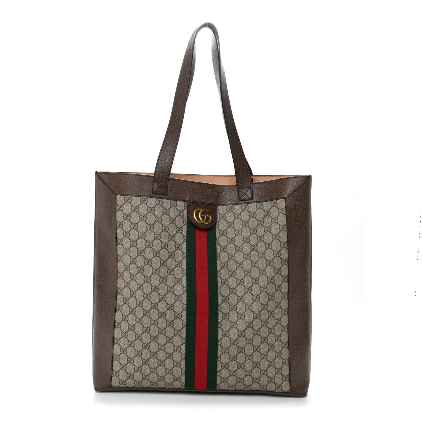 GG Supreme Monogram Web Large Ophidia Vertical Shopping Tote Brown