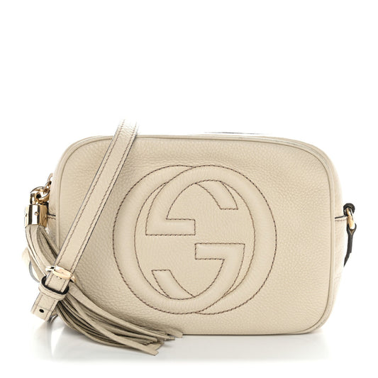 Pebbled Calfskin Small Soho Disco Bag Off White