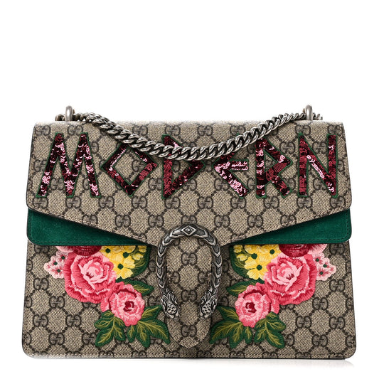 GG Supreme Monogram Embroidered Medium Dionysus Shoulder Bag Emerald