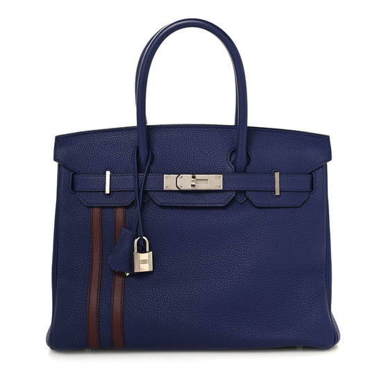 Togo Swift Officier Birkin 30 Bleu Encre Rouge H
