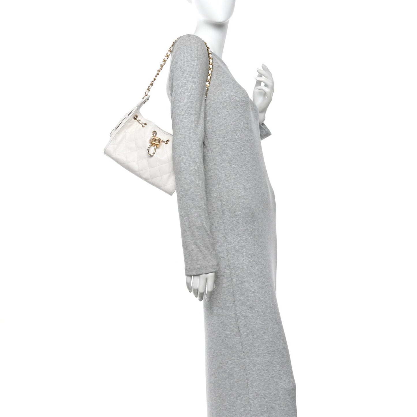 Caviar Quilted Mini Chanel 25 Handbag White