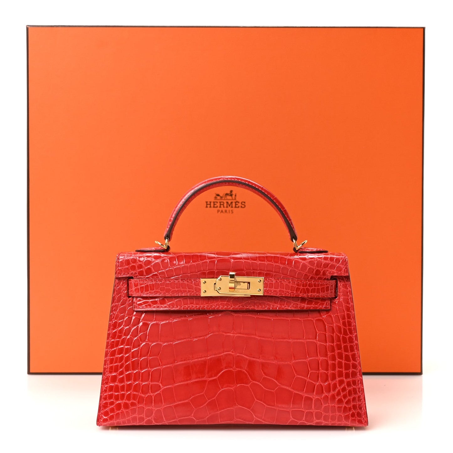 Shiny Alligator Horseshoe Mini Kelly Sellier 20 Rouge de Coeur Rose Mexico