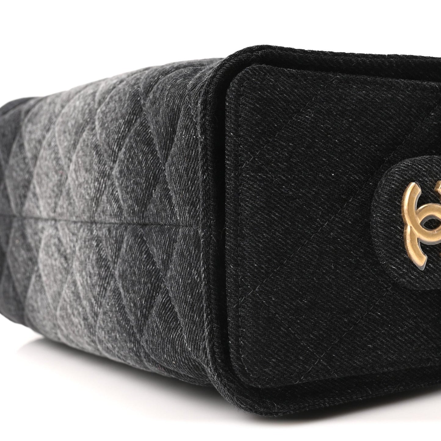 Washed Denim Quilted Mini Chanel 25 Handbag Black
