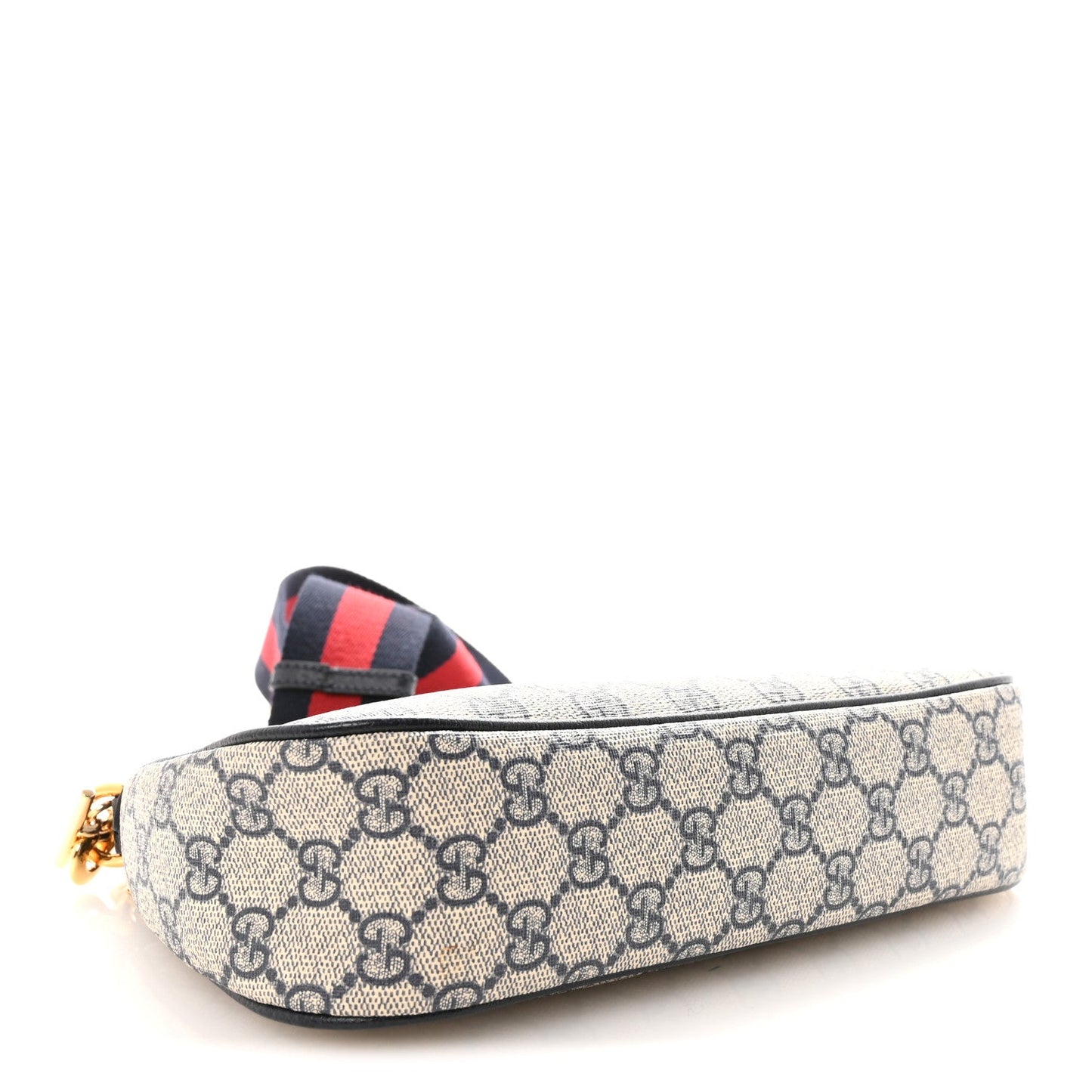 GG Supreme Monogram Textured Dollar Calfskin Web Small Ophidia GG Handbag Beige Blue