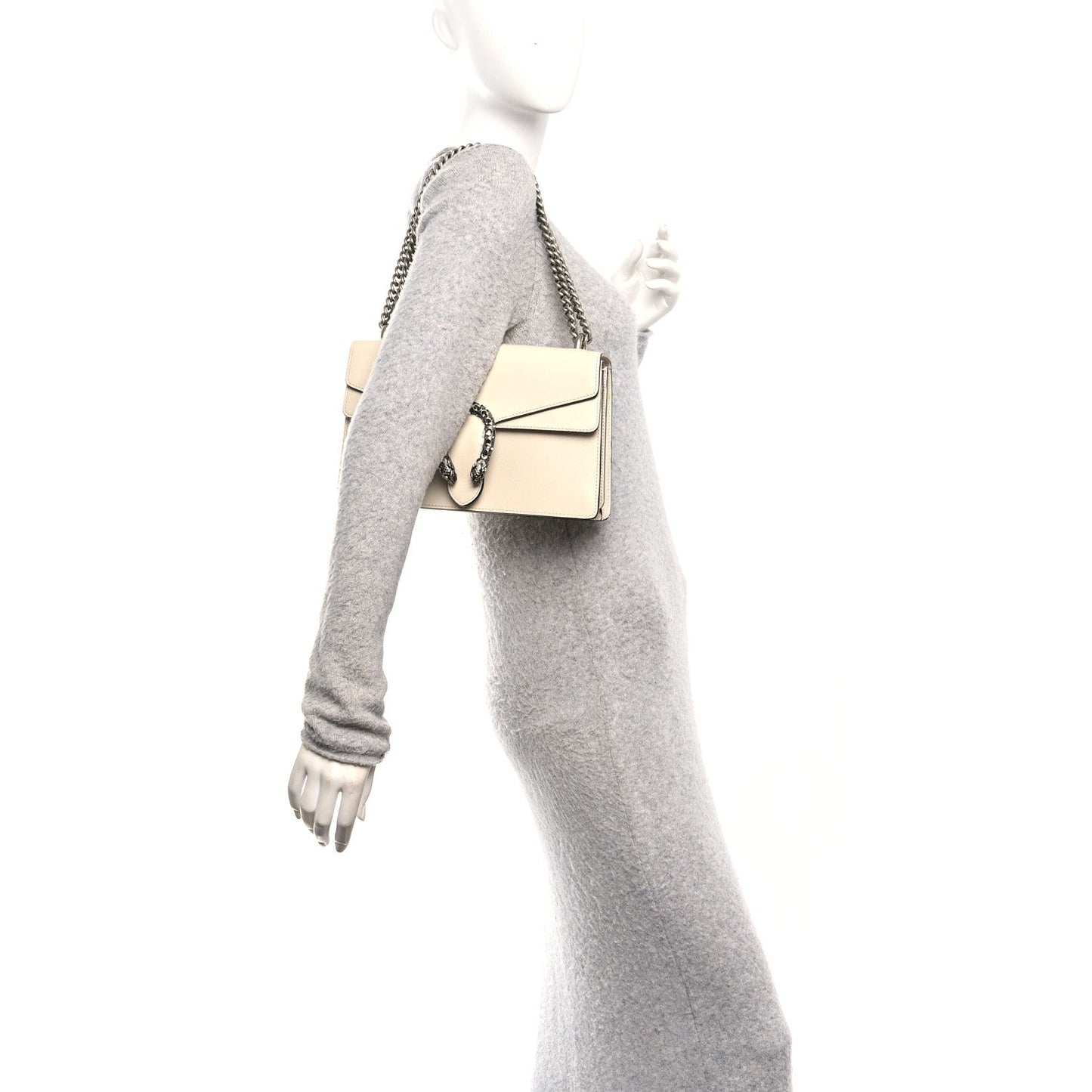 Textured Calfskin Crystal Small Dionysus Shoulder Bag Mystic White