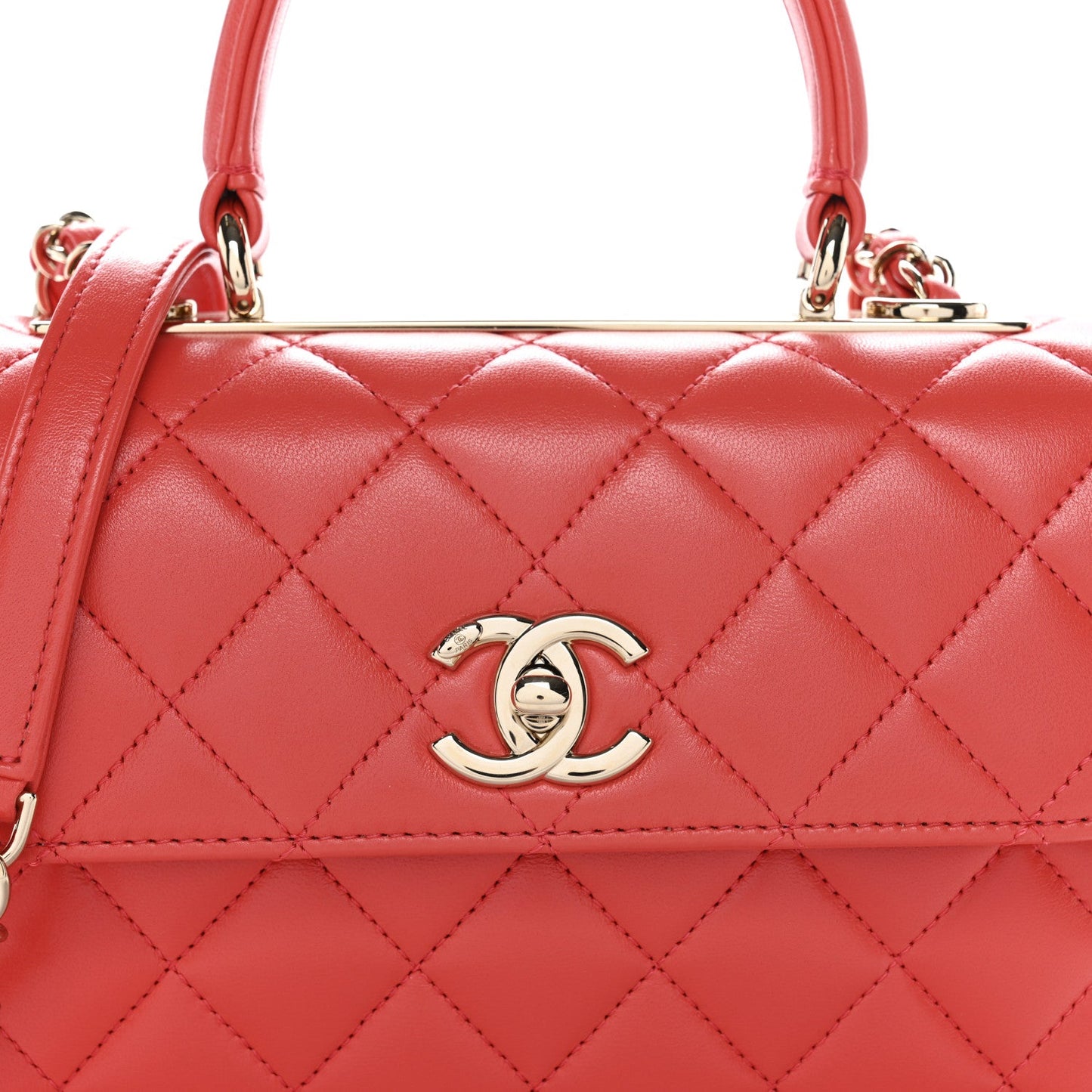 Lambskin Quilted Small Trendy CC Flap Dual Handle Bag Orange