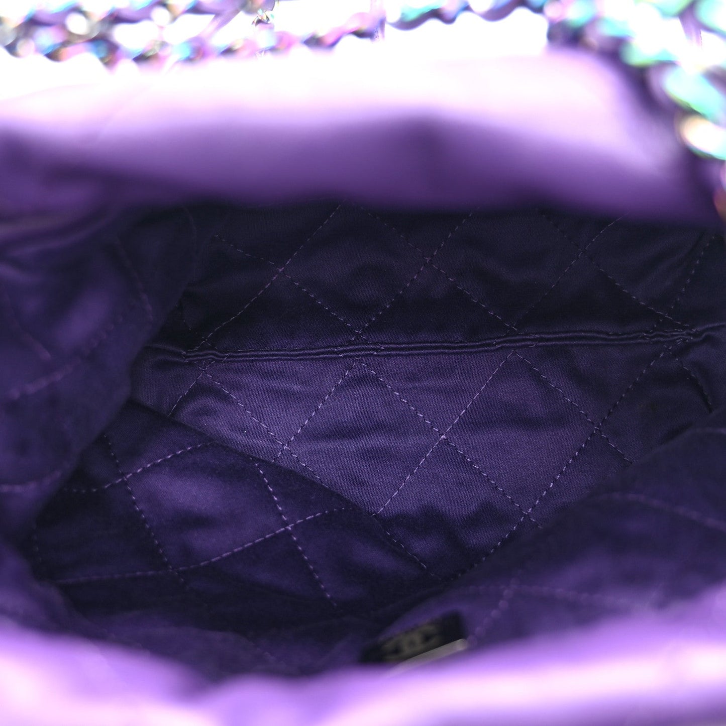 Shiny Calfskin Quilted Rainbow Mini Chanel 22 Purple