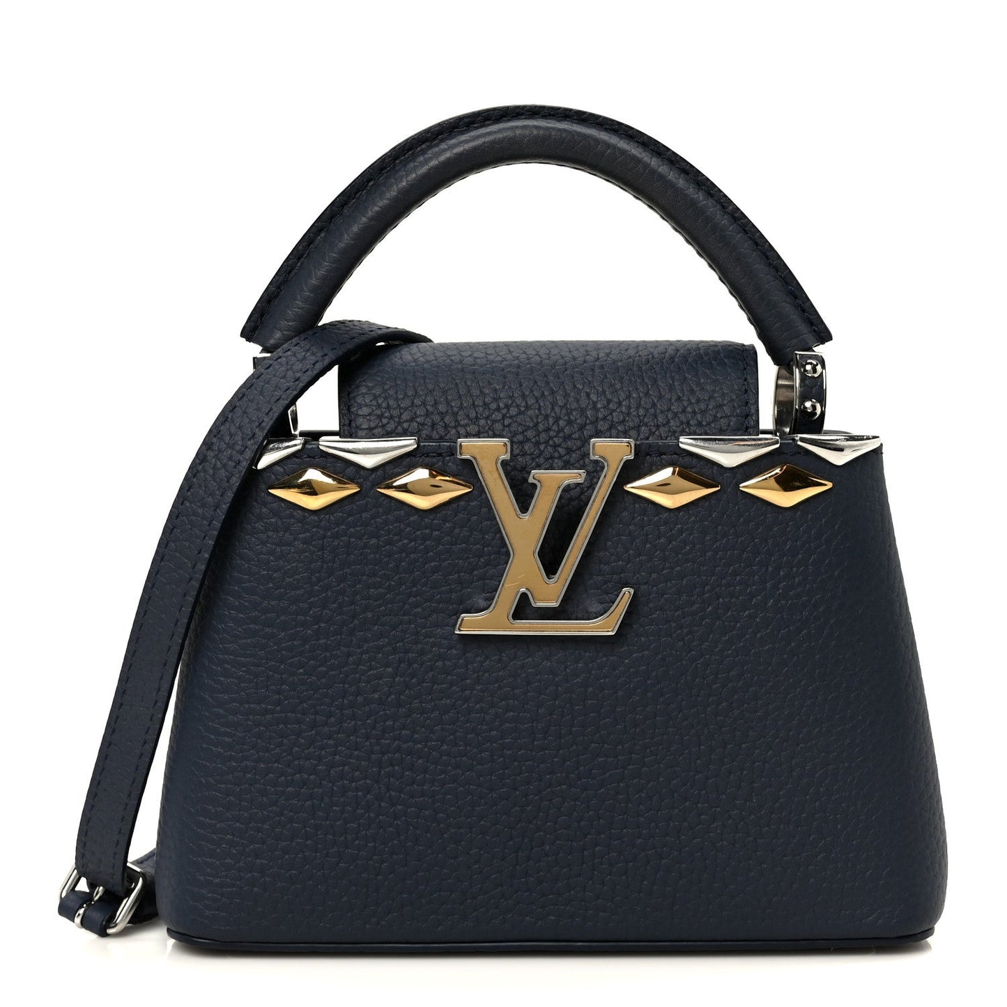 Taurillon Embellished Malletage Crown Mini Capucines Navy